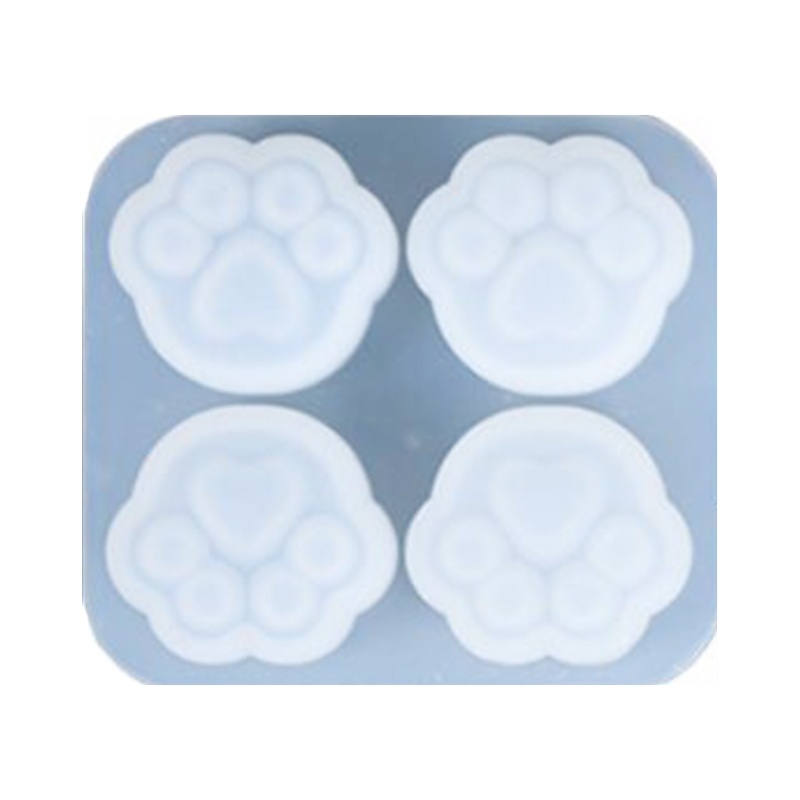 1/2 Khuôn silicon đổ nhựa resin pha lê làm mặt trang sức/bông tai 4 ngăn hình dấu chân mèo