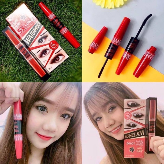 Chuốt Mi 2 Đầu Nối Dài và Dày Mascara Sivanna Super Model 5X Long Thái Lan >Shine<