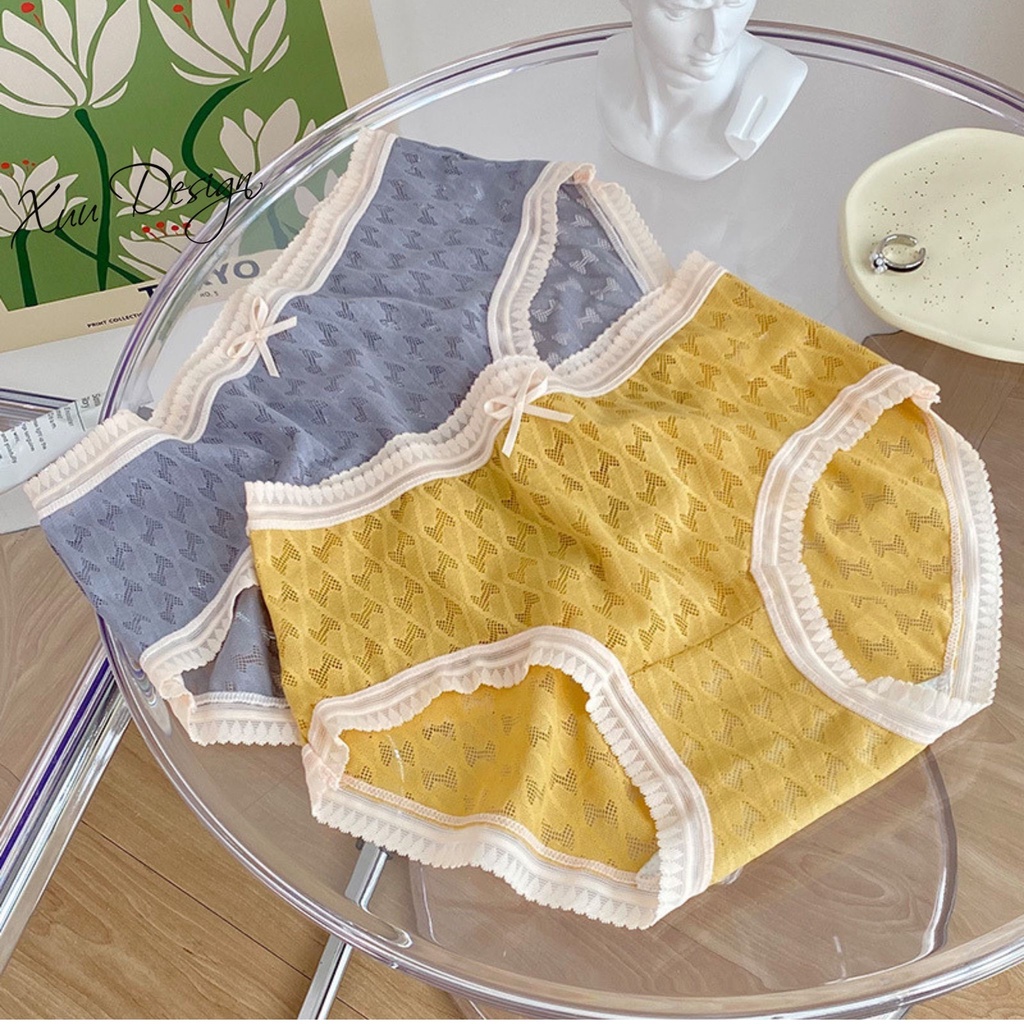 Quần lót nữ cotton cao cấp XUU viền ren phối nơ nhẹ nhàng QC62