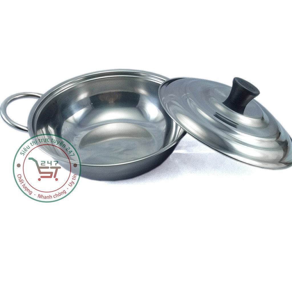 Lẩu Inox 4 dem 22 cm nắp Inox Rainy bền đẹp sáng bóng