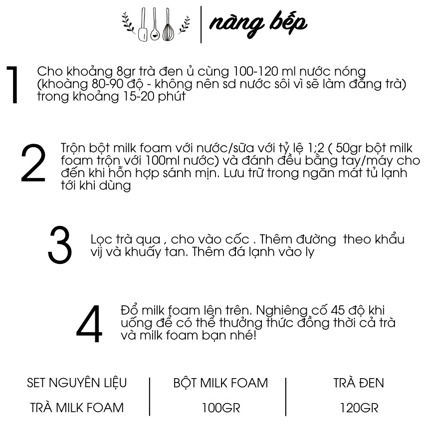 Set Trà milk foam Macchiato Nguyên liệu làm trà sữa trân châu Nàng Bếp | BigBuy360 - bigbuy360.vn