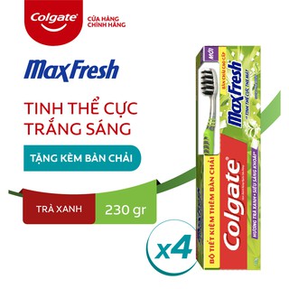 Combo 4 hộp Kem đánh răng Colgate Maxfresh trà xanh 230g