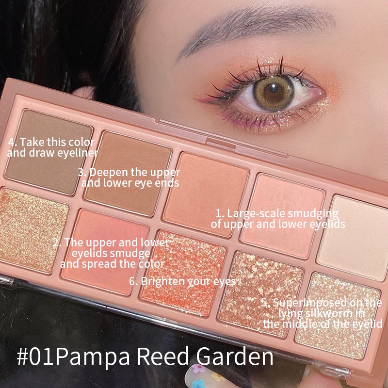 [Hàng mới về] Bảng phấn mắt DIKALU 10 màu lì và ánh nhũ kết hợp trang điểm bắt sáng DIY | BigBuy360 - bigbuy360.vn