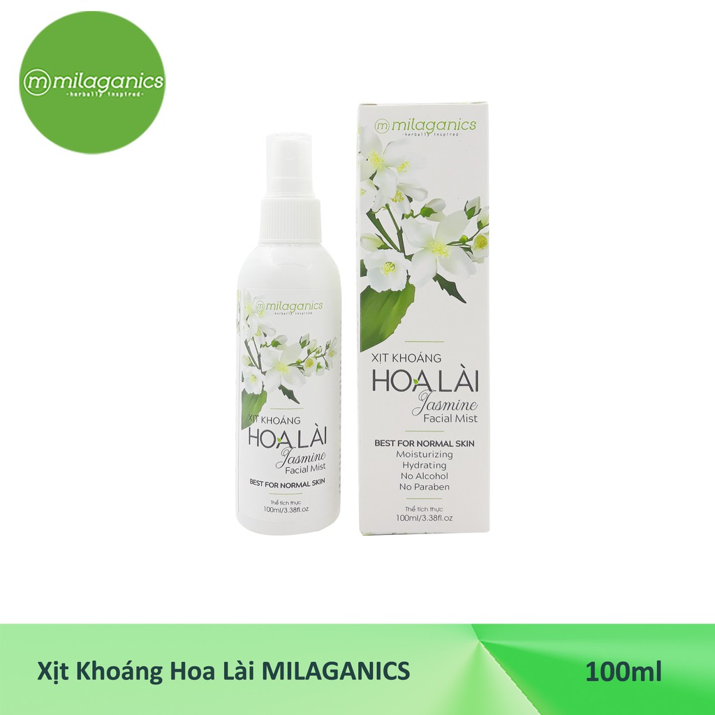 Xịt Khoáng Hoa Lài - Dưỡng Da Dịu Mát, Thư Giãn Milaganics 100ml