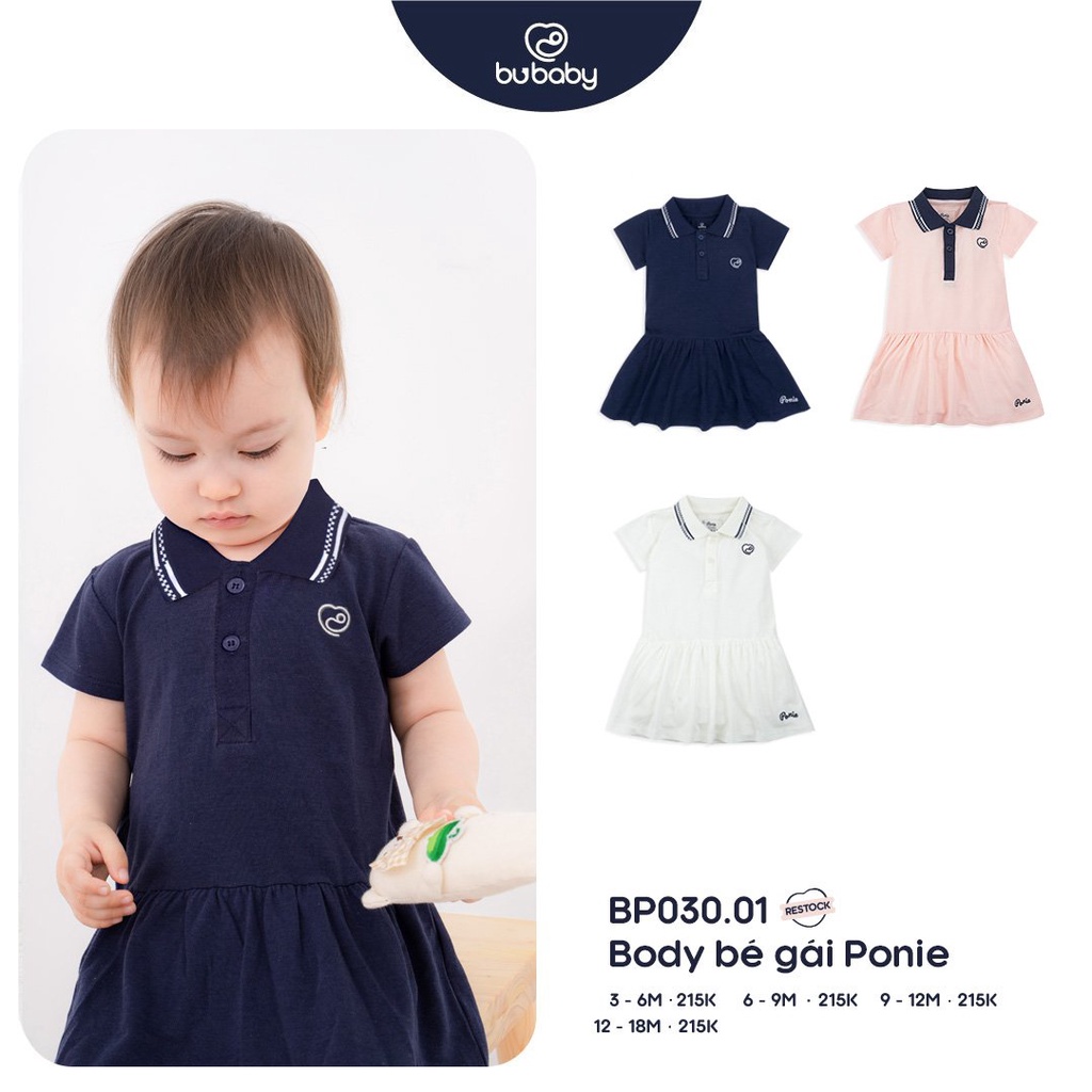 [CHÍNH HÃNG] Body váy cộc tay bé gái cổ polo BP030.01 Bu Ponie