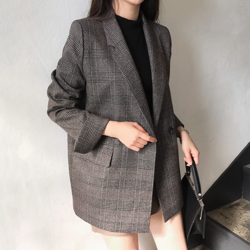 (Ảnh Thật + Nhập Loại 1) - Áo khoác Blazer Kẻ Sọc DORY&amp;PONY STYLE RETRO Hàn Quốc - AK151 (2 lớp)