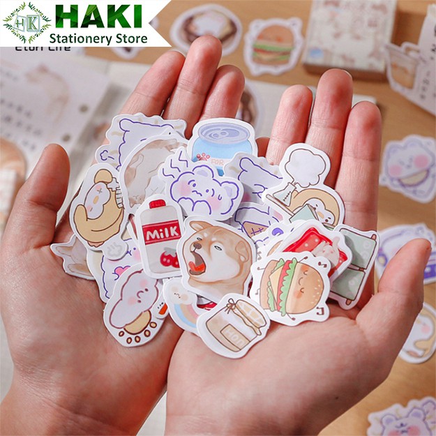 Sticker cute động vật dễ thương HAKI, hình dán cute 45 sticker đáng yêu giá rẻ ST12