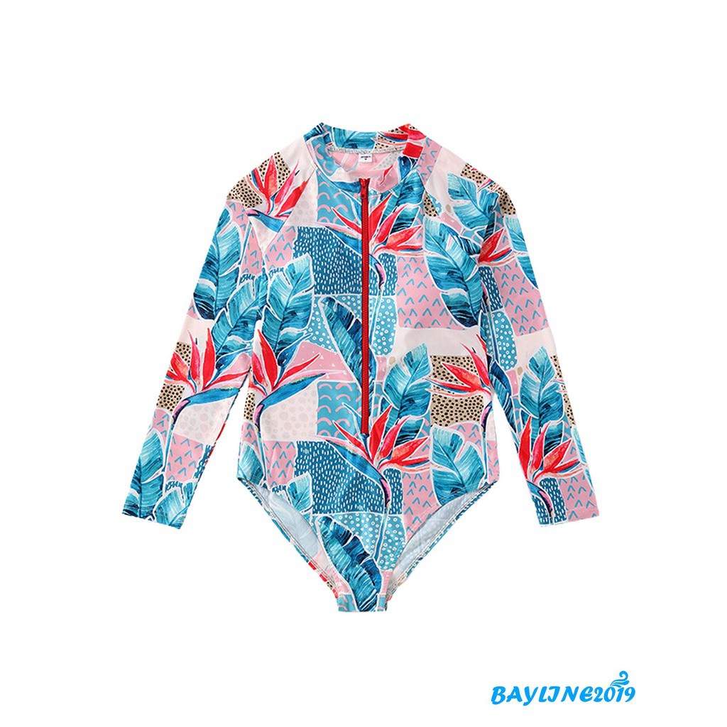 Bộ Đồ Bơi Liền Thân Tay Dài Họa Tiết Hoa Xinh Xắn Cho Bé | BigBuy360 - bigbuy360.vn
