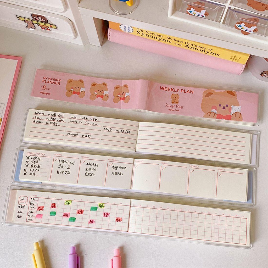 Sổ tay ghi chú MMULCK thiết kế bỏ túi họa tiết gấu hoạt hình dễ thương cho bé