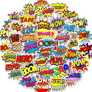 Bộ 50 miếng dán chữ Graffiti vui nhộn chống thấm nước trang trí ván trượt/Guitar/Laptop