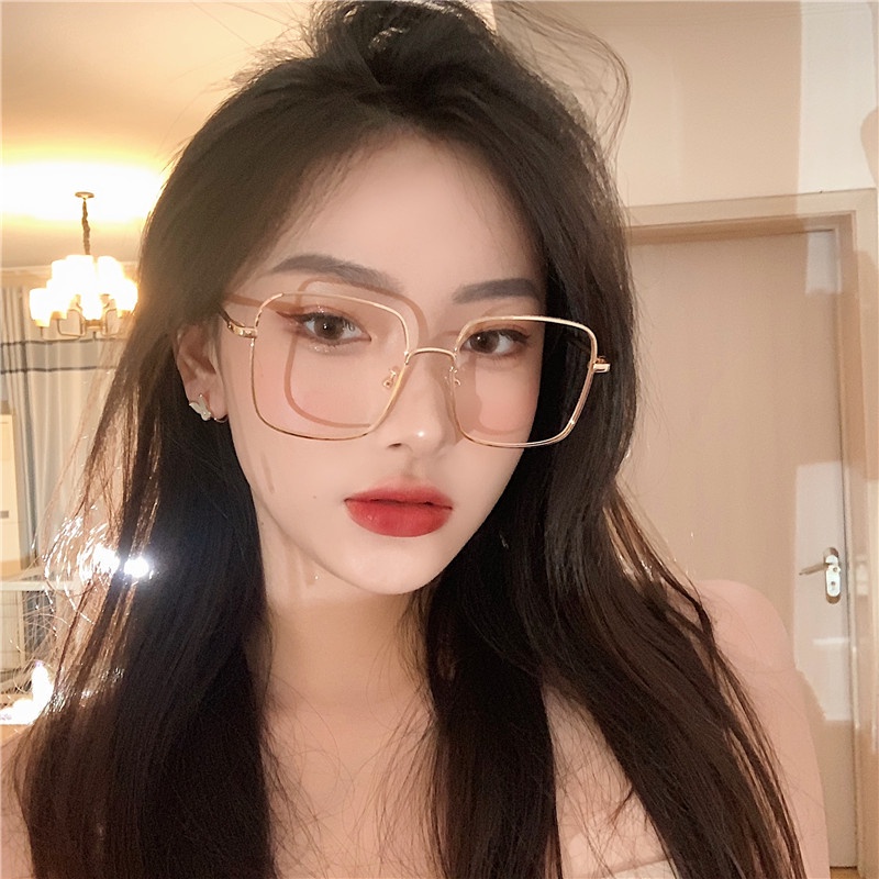 Kính Mát Gọng Vuông Lớn Chống Bức Xạ Ánh Sáng Xanh Thời Trang Cho Nữ