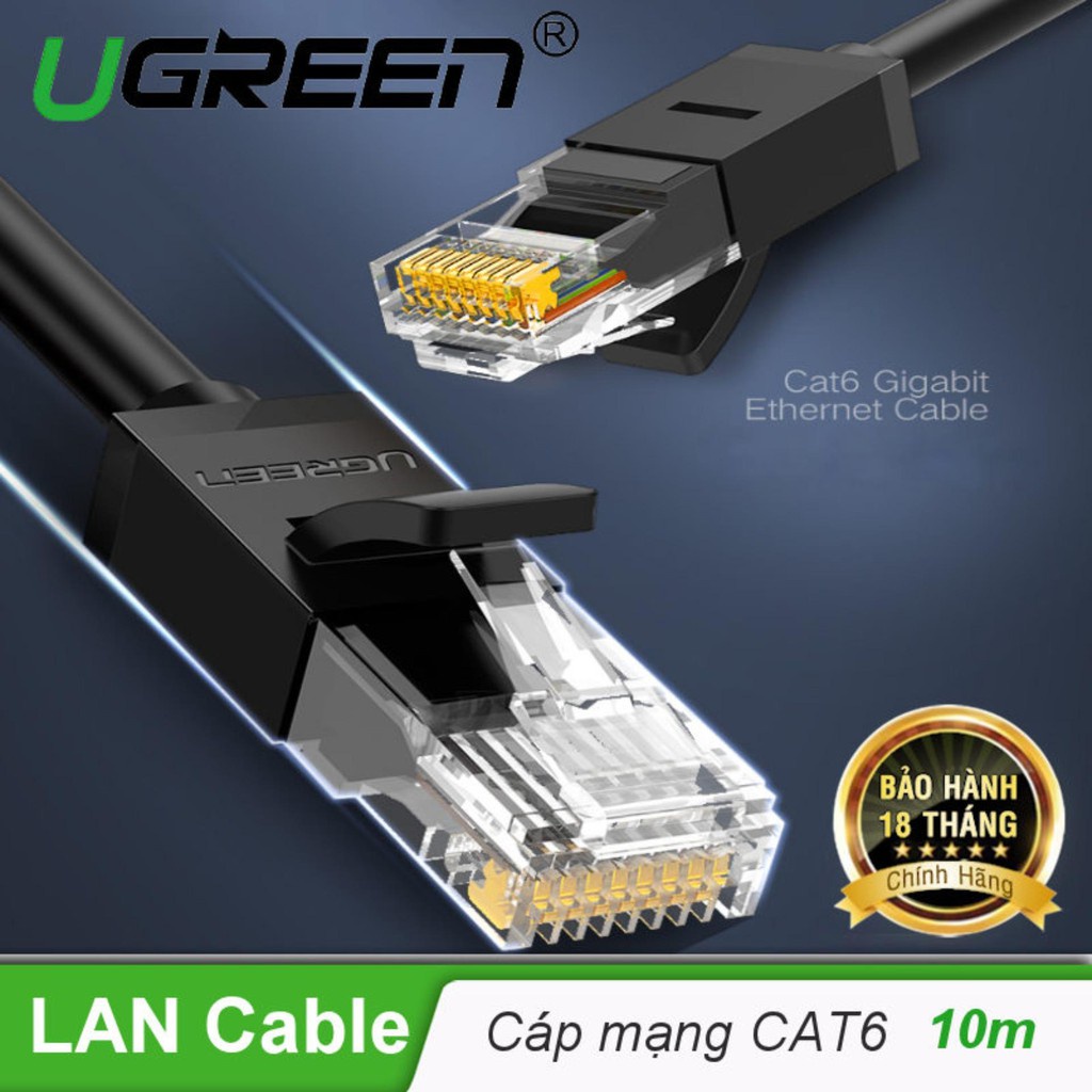 Cáp mạng Lan  Cat 6 UTP Ugreen 20164 10M màu Đen