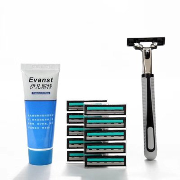Set dao cạo râu 36 lưỡi kèm thân dao và tuýp kem chăm sóc da chuyên sâu
