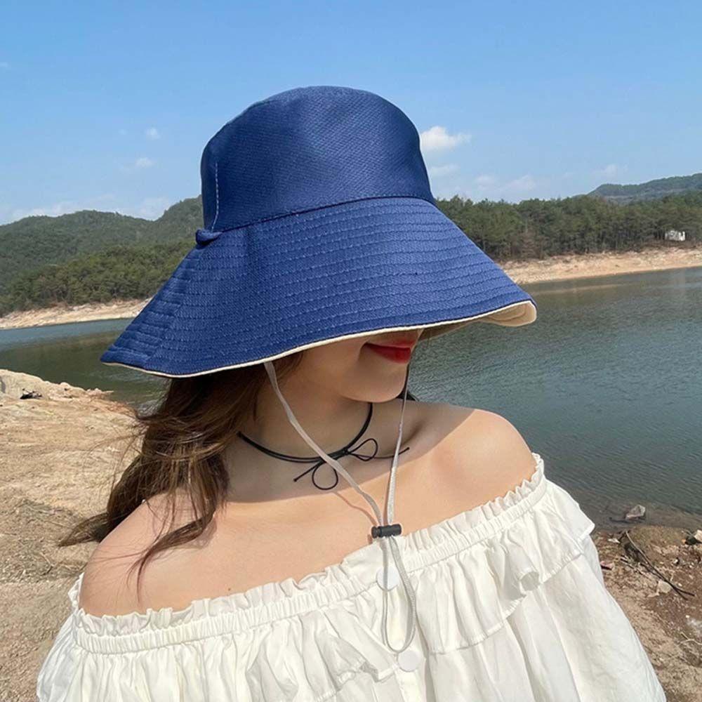 Nón Tai Bèo Vành Rộng Hai Màu Sắc Nhã Nhặn Dành Cho Nữ