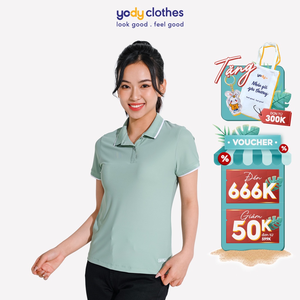 Áo thun polo nữ YODY vải Airycool giữ form thoáng mát, phù hợp công sở, có áo cặp APN5046