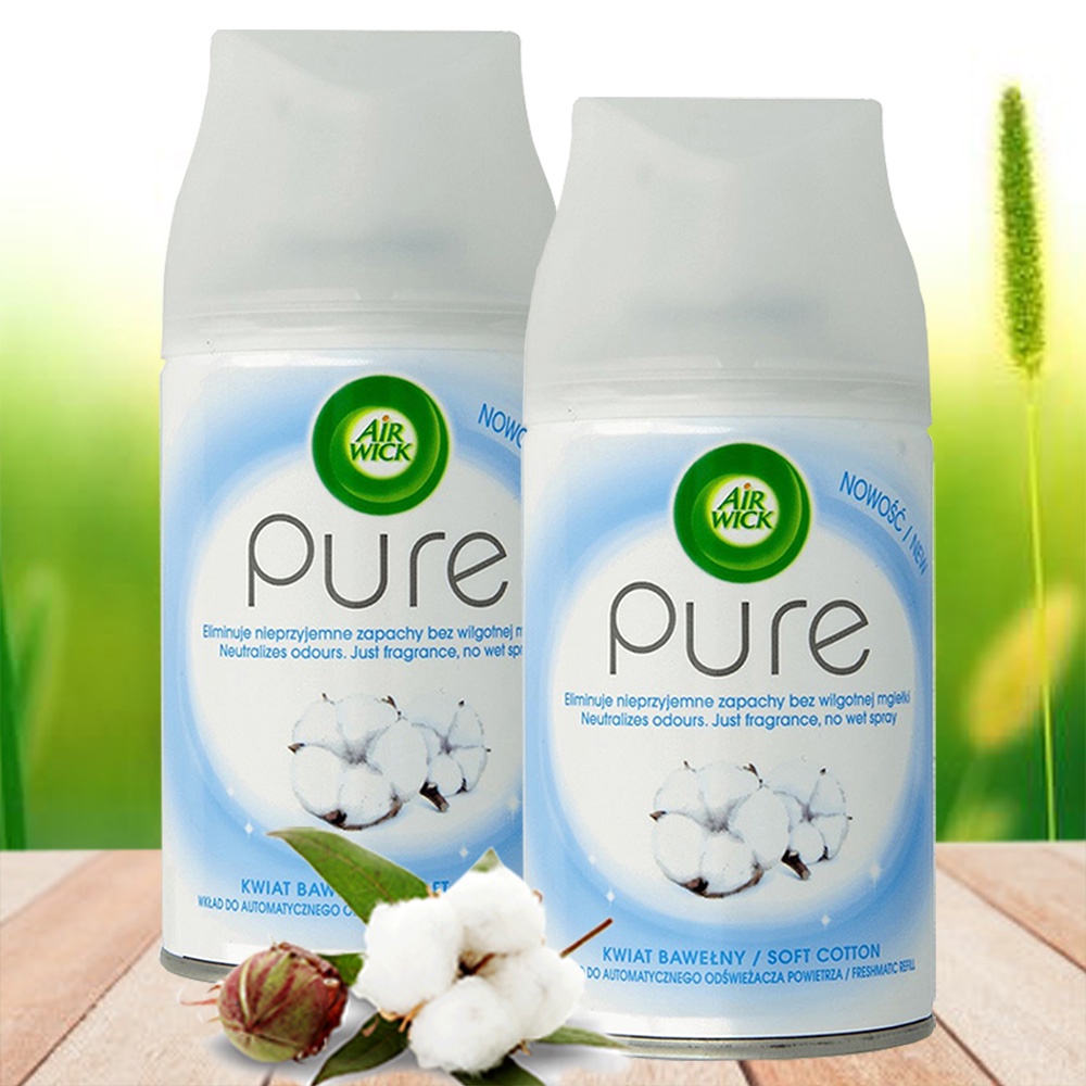 Combo 2 Bình xịt tinh dầu thơm phòng Air Wick Soft Cotton 250ml - HƯƠNG HOA BÔNG