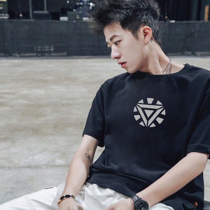 Áo thun tay lỡ UNISEX PHẢN QUANG LÒ HỒ QUANG IRON MAN, áo phông nam nữ basic tee màu đen | BigBuy360 - bigbuy360.vn