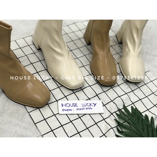 (ORDER) Bốt da trơn cổ thấp mũi vuông đế 3,5cm BIG SIZE(34-43)