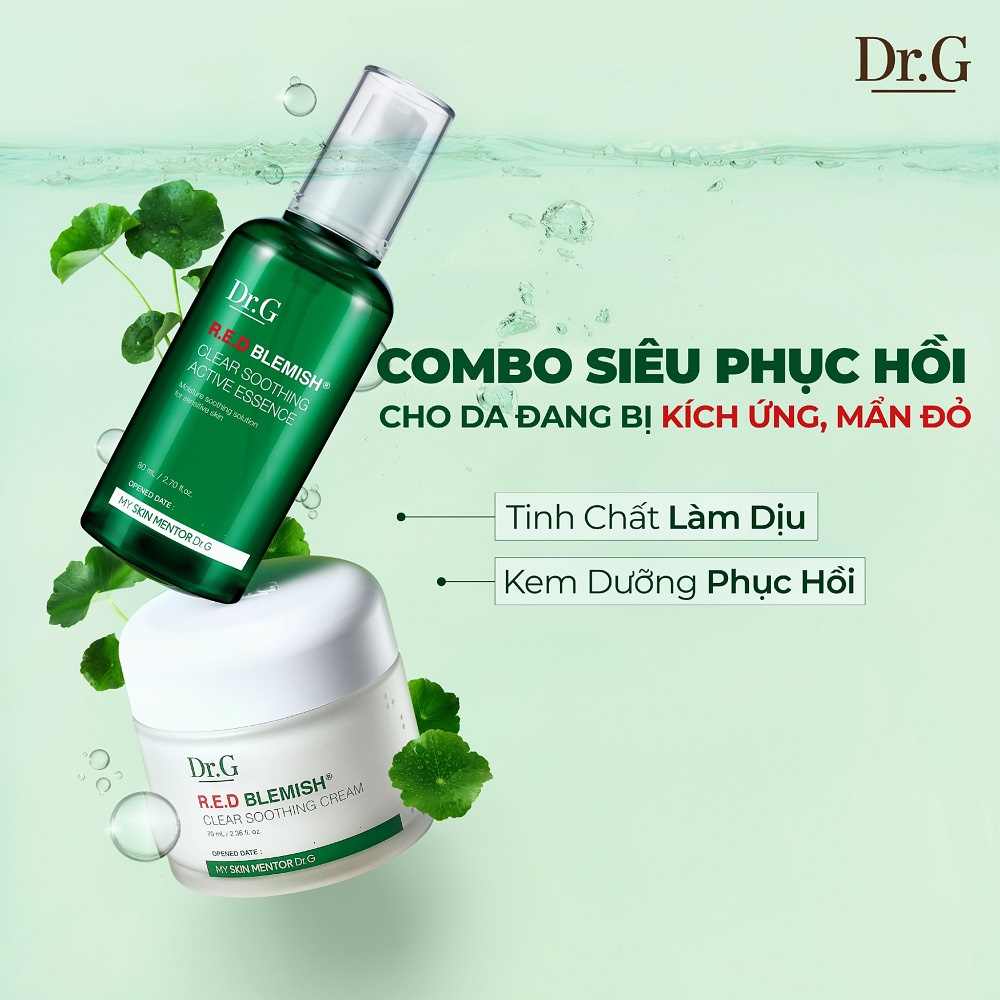 Bộ 2 Sản Phẩm Dưỡng Ẩm Hồi Phục Da Dr.G R.E.D Blemish (Serum 80ml + Kem 70ml)