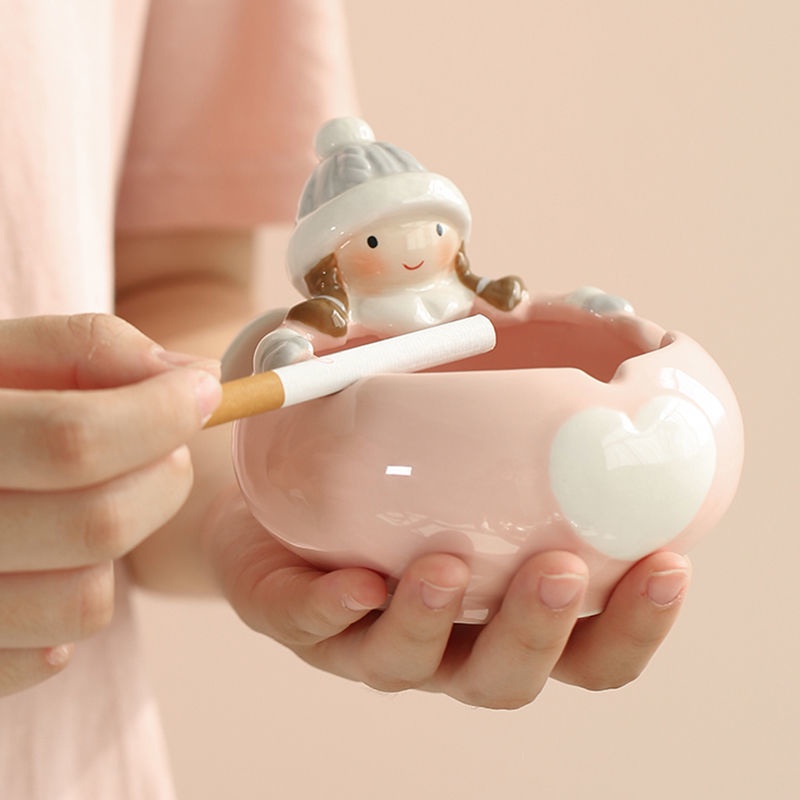 Gạt tàn thuốc bằng gốm thiết kế hoạt hình đáng yêu sáng tạo