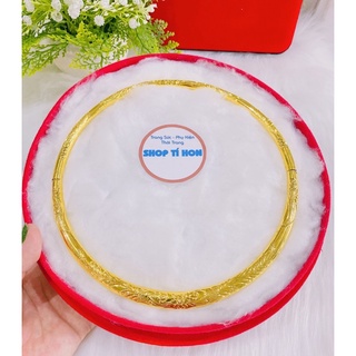 Kiềng cưới bản dẹp chạm hoa dát vàng 24 cao cấp mẫu mới về