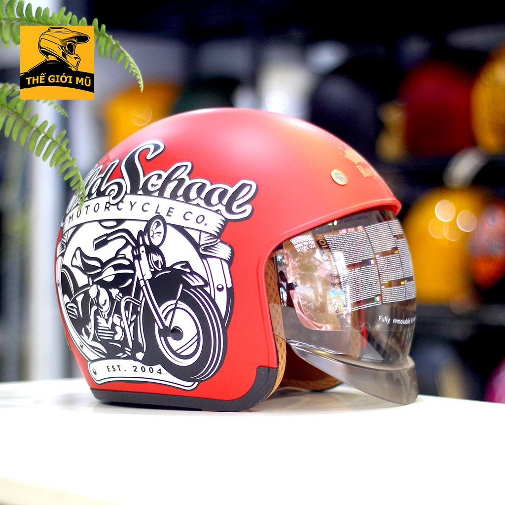 Mũ bảo hiểm 3/4 Royal M139 kính âm màu Đỏ Tem V12, Thế Giới Mũ
