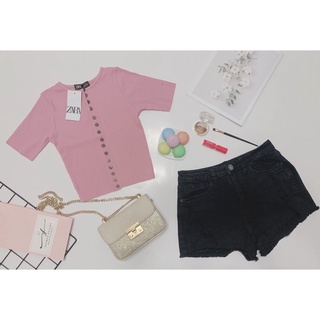 [HÌNH THẬT ]ÁO THUN GÂN CROPTOP NHIỀU NÚT