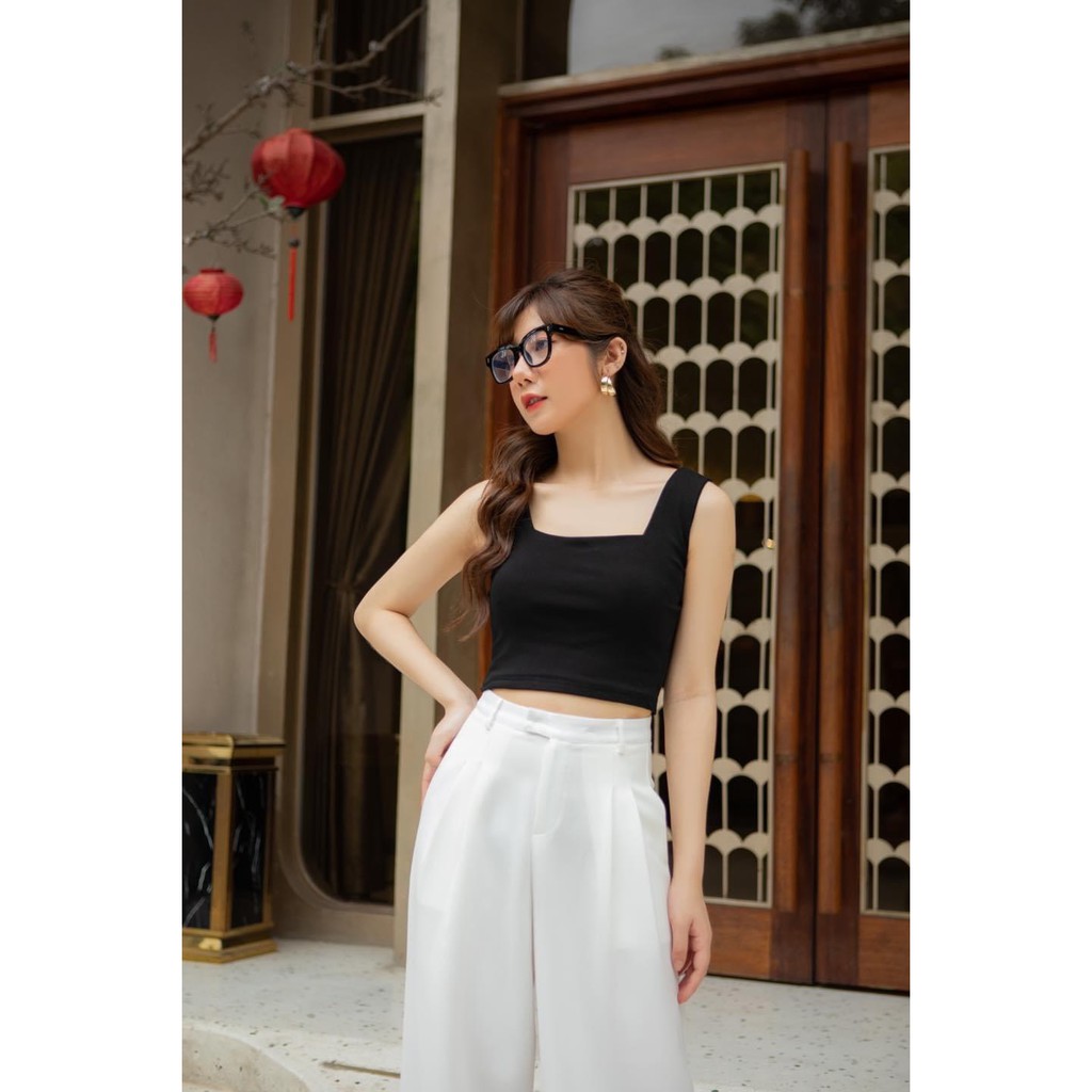 Áo 2 dây cổ vuông dáng croptop