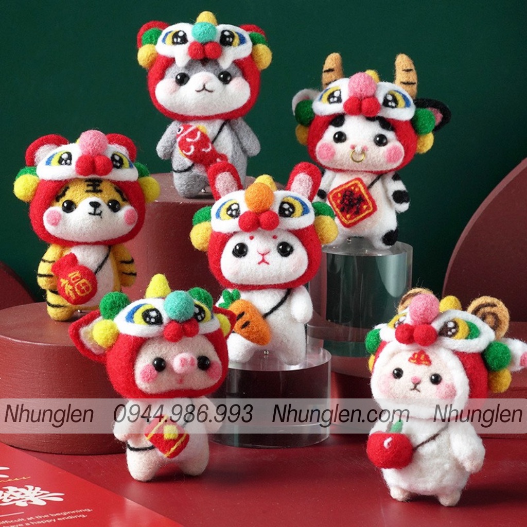 [NEW] Bộ len chọc linh vật 12 con giáp cung hoàng đạo theo tuổi, quà tặng may mắn, DIY needle felting, có hướng dẫn