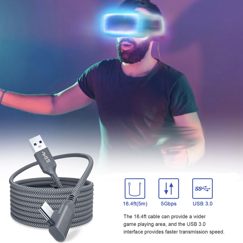 5M Charger Cable for Oculus Quest 2 Link Headset USB 3.0 Type C Data Line Transfer Type-C to USB-A Cord VR Accessories