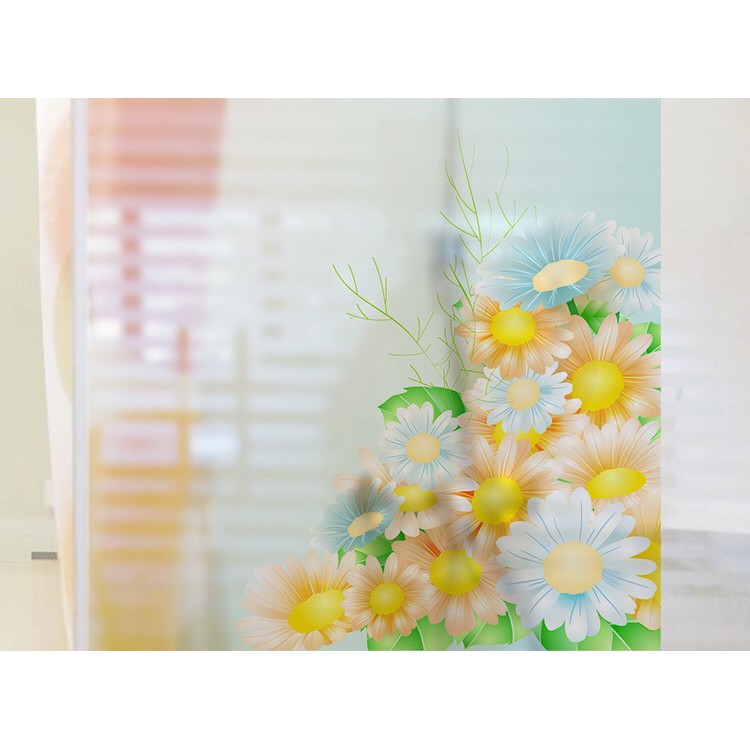 Decal dán kính cao cấp - Hoa Cam xanh nhạt tinh tế ( 60x58 )