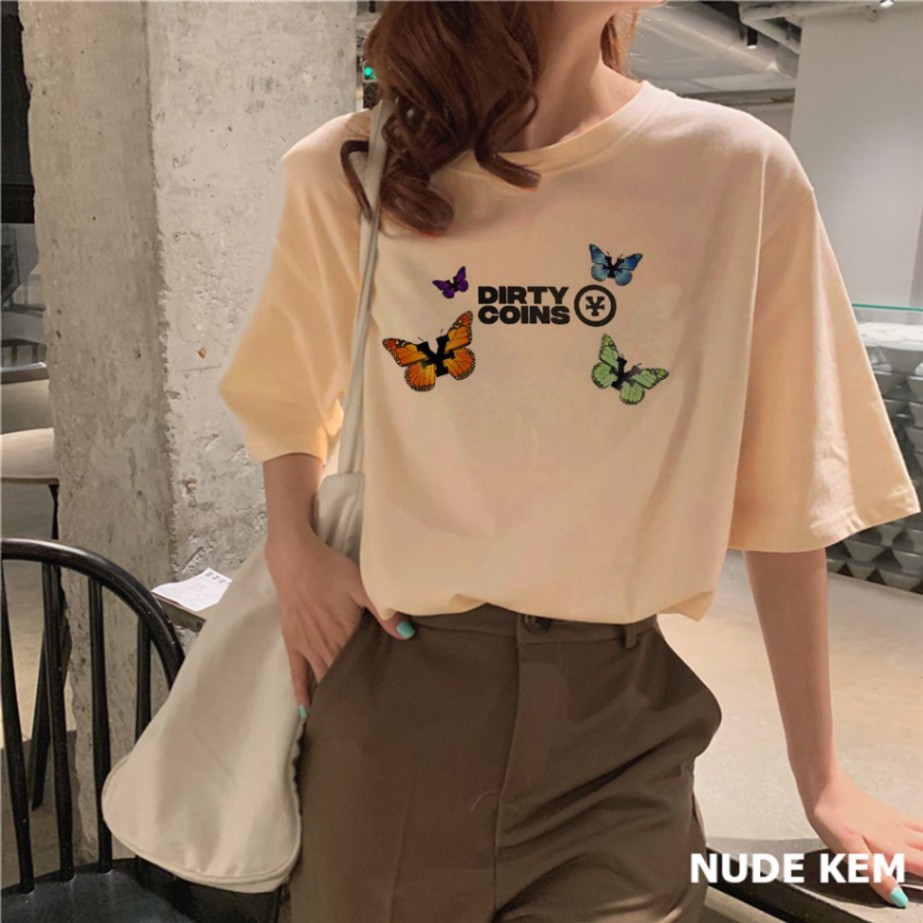 Áo Thun Tay Lỡ In Bướm Dirty Coins ATIN29, ÁO THUN NAM NỮ UNISEX - Áo Phông CÁ TÍNH HOT TREND 2021 | BigBuy360 - bigbuy360.vn