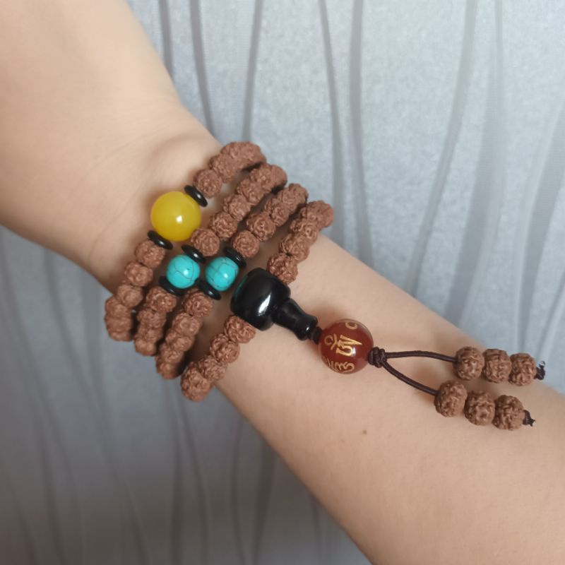 Chuỗi vòng tay 108 hạt kim cang nepal nhà Phật bình an may mắn