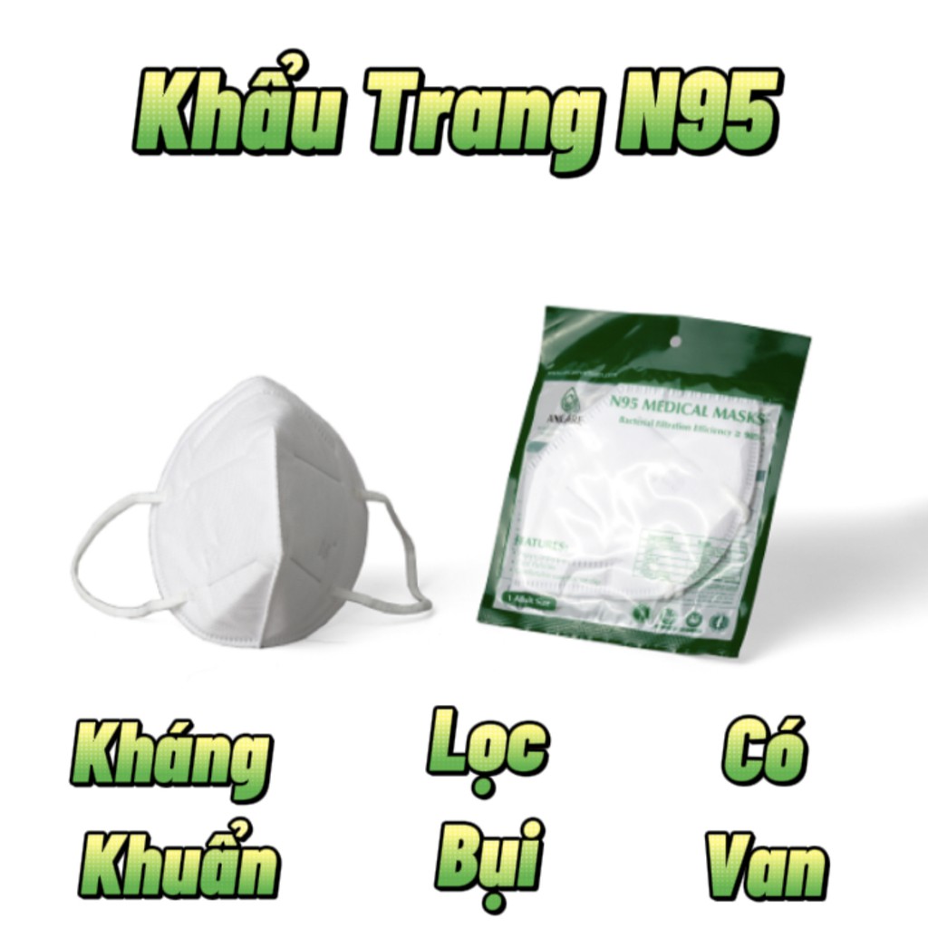 Chính Hãng - N95 và VN95 Có Van Cao Cấp Xuất Khẩu Ancare - Dễ Hô Hấp, Đóng Túi 1 Chiếc