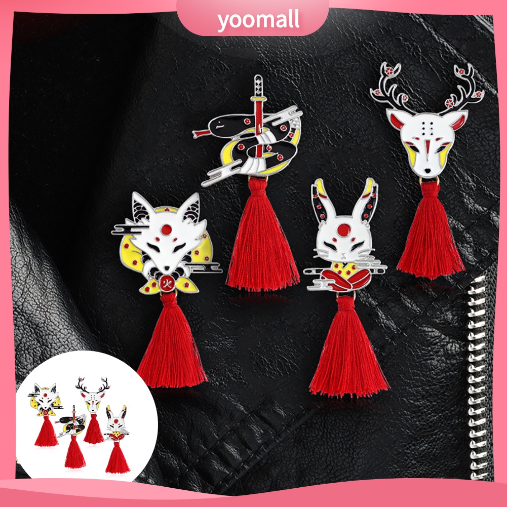 Ghim cài áo hình cáo/thỏ/hươu phối tua rua