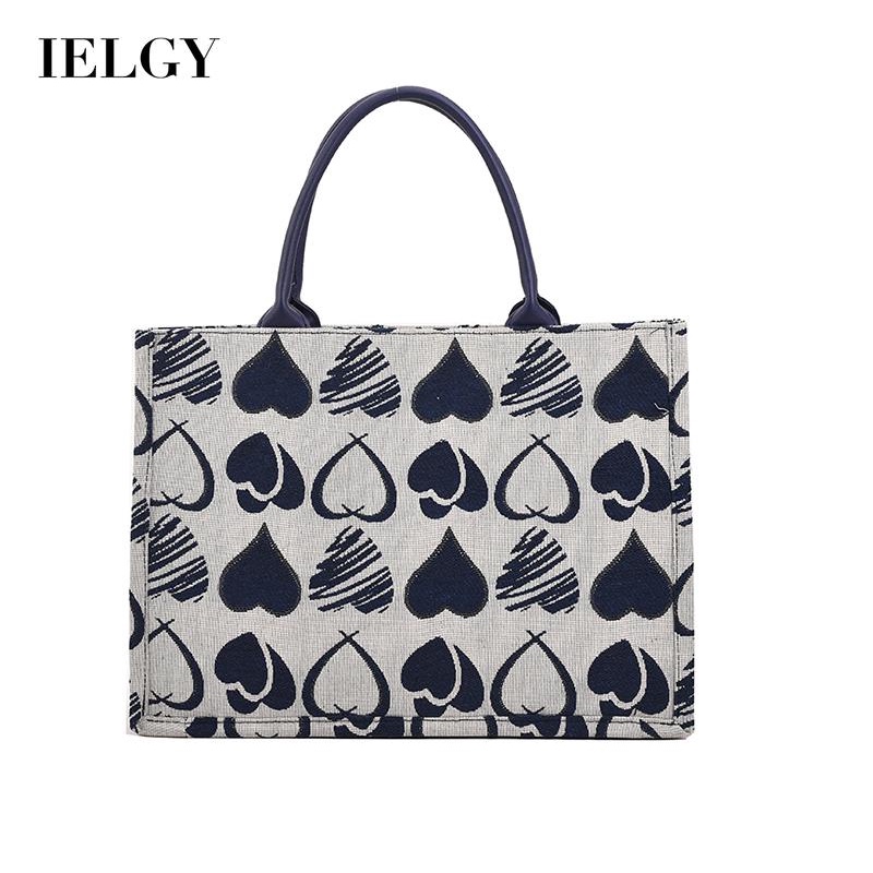 IELGY Túi Xách Vải canvas Cỡ Lớn In Họa Tiết Trái Tim Dễ Thương Cho Nữ