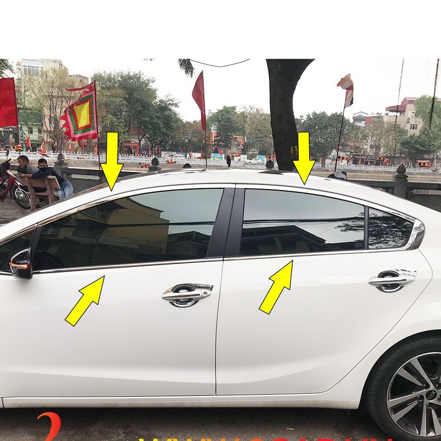Nẹp chân kính + cong kính Cerato, Kia K3 đời 2012-2018 inox 304 cao cấp