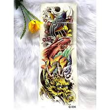 Hình xăm dán cá chép full tay nửa lưng