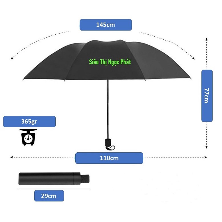 Ô/ dù đi mưa 2 LỚP, GẤP GỌN che nắng cao cấp_CỠ LỚN_10 nan thép xuất Nhật chắc chắn