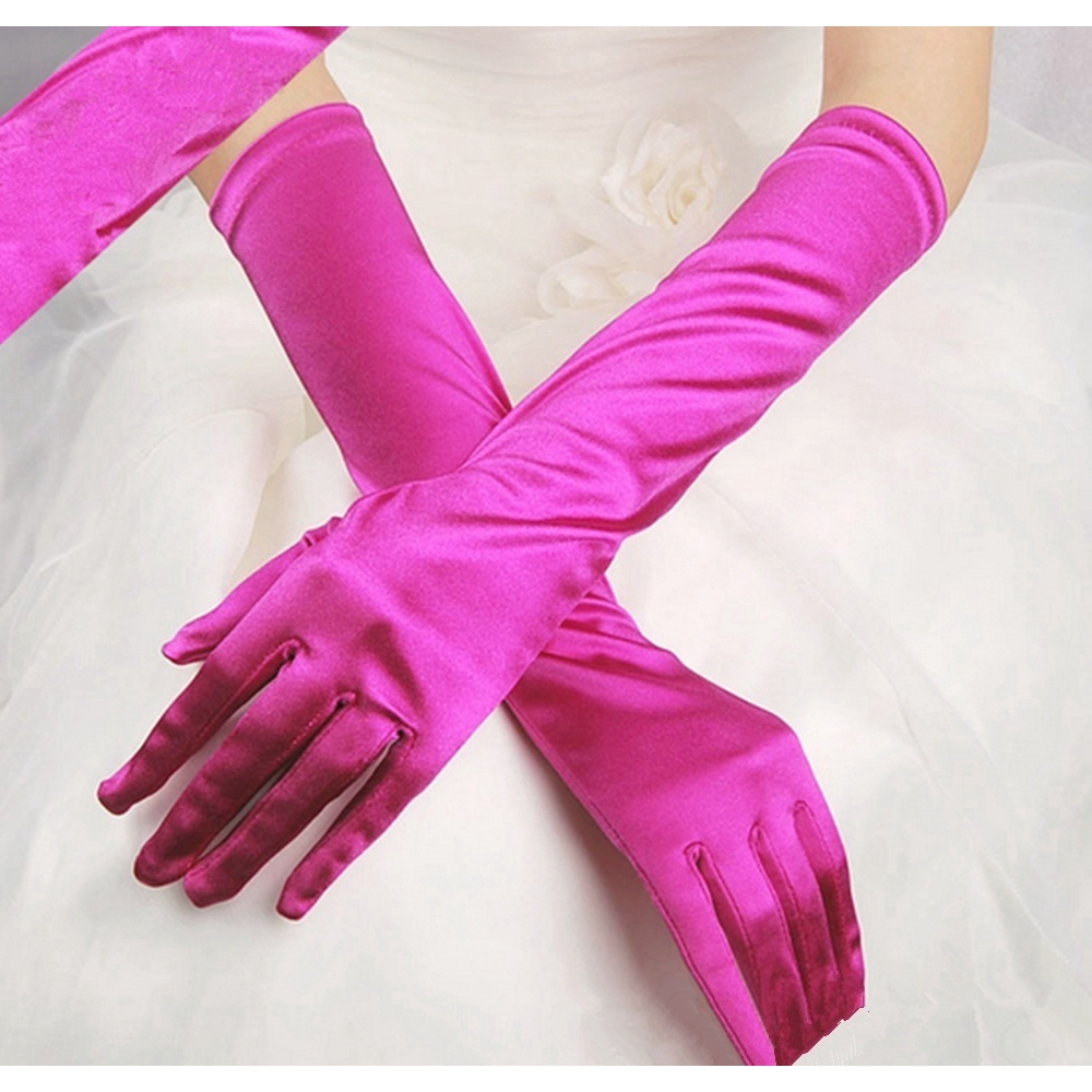 Găng tay dài bằng vải satin cho cô dâu