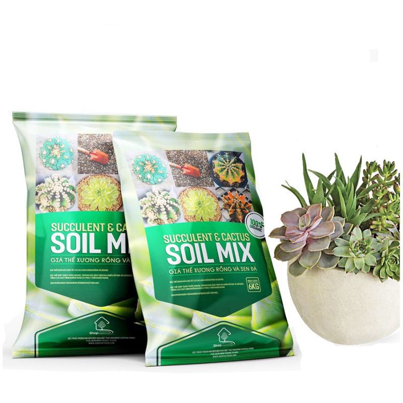 Đất trồng soil mix chuyên trồng sen đá - túi 1kg