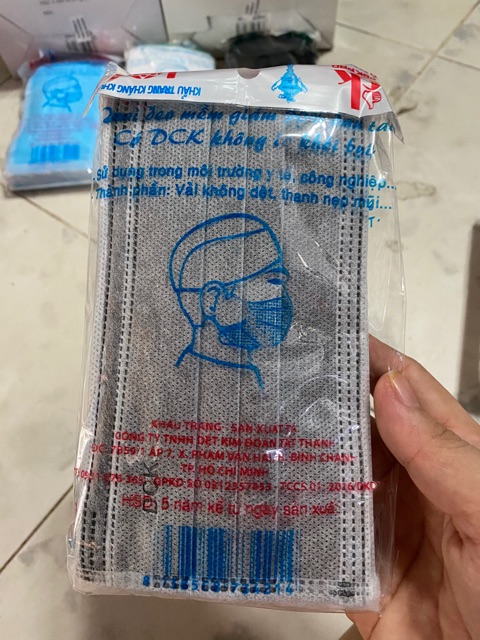 Khẩu trang y tế kháng khuẩn DCK Pro - Xám 5 lớp:( 1 hộp /50 cái ) | BigBuy360 - bigbuy360.vn
