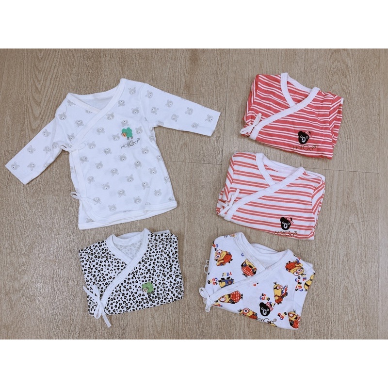 SET 5 ÁO CỘT DÂY HỘT GÀ TAY NGẮN / TAY DÀI CHO BÉ SƠ SINH
