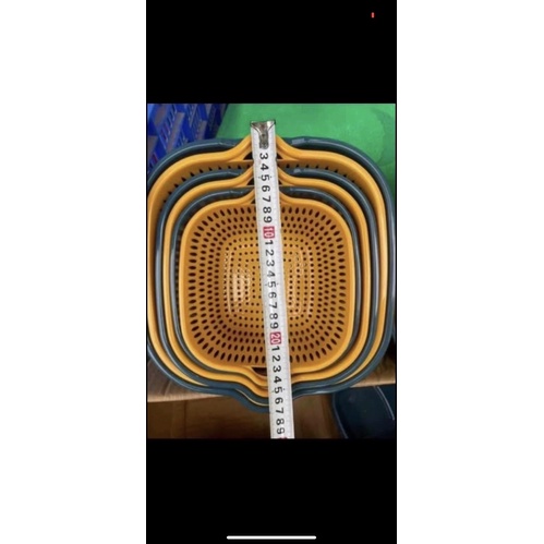 Sét 3 rổ+ 3 chậu nhựa vuông siêu dày dặn chắc chắn (bộ rổ 6 món)