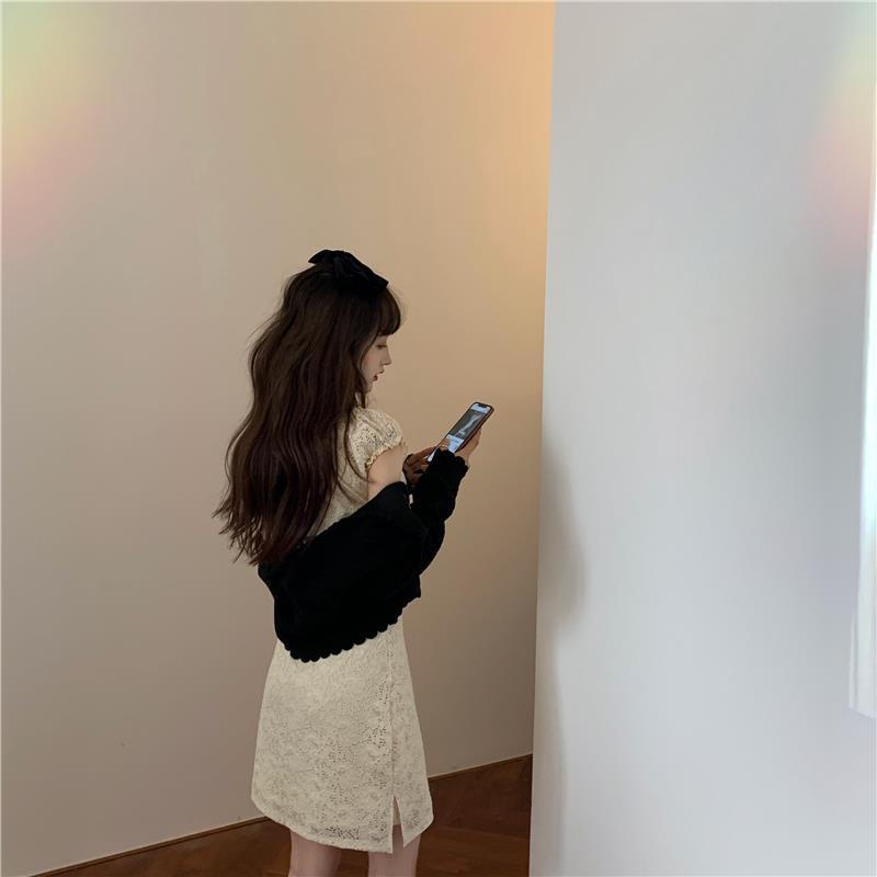 COZOK Đầm Ngắn Tay Họa Tiết Hoa Thời Trang Theo Phong Cách Vintage Dành Cho Nữ