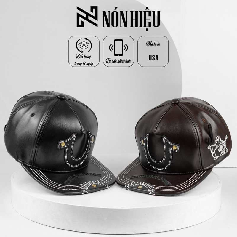 Nón Ông địa Snapback Da MADE IN USA Full Tem Mark hãng