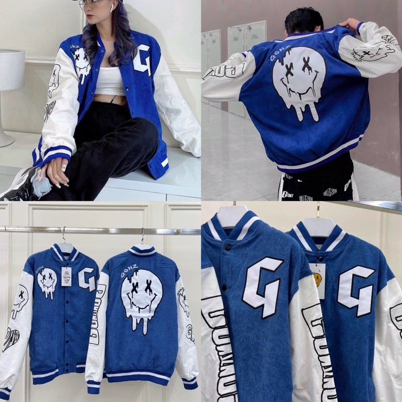 Áo khoác nhung, áo nhung bomber hình mặt cười nam nữ ken fashion