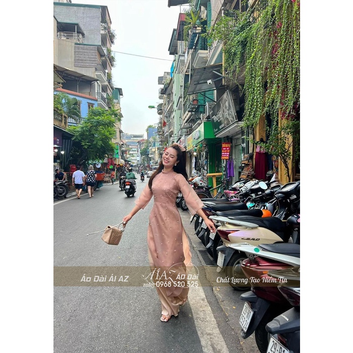 BigSize Áo Dài Cách Tân Nữ Tay Lửng 4 Tà Đính Hạt LD31