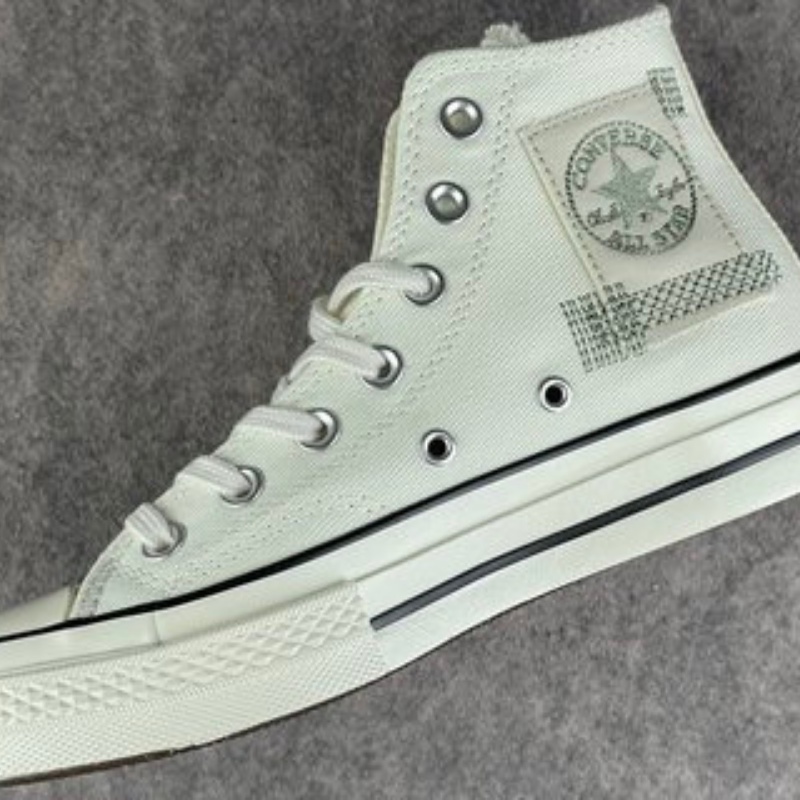 Giày Thể Thao Converse Vải Canvas Cổ Cao Thêu Logo Tròn Cá Tính