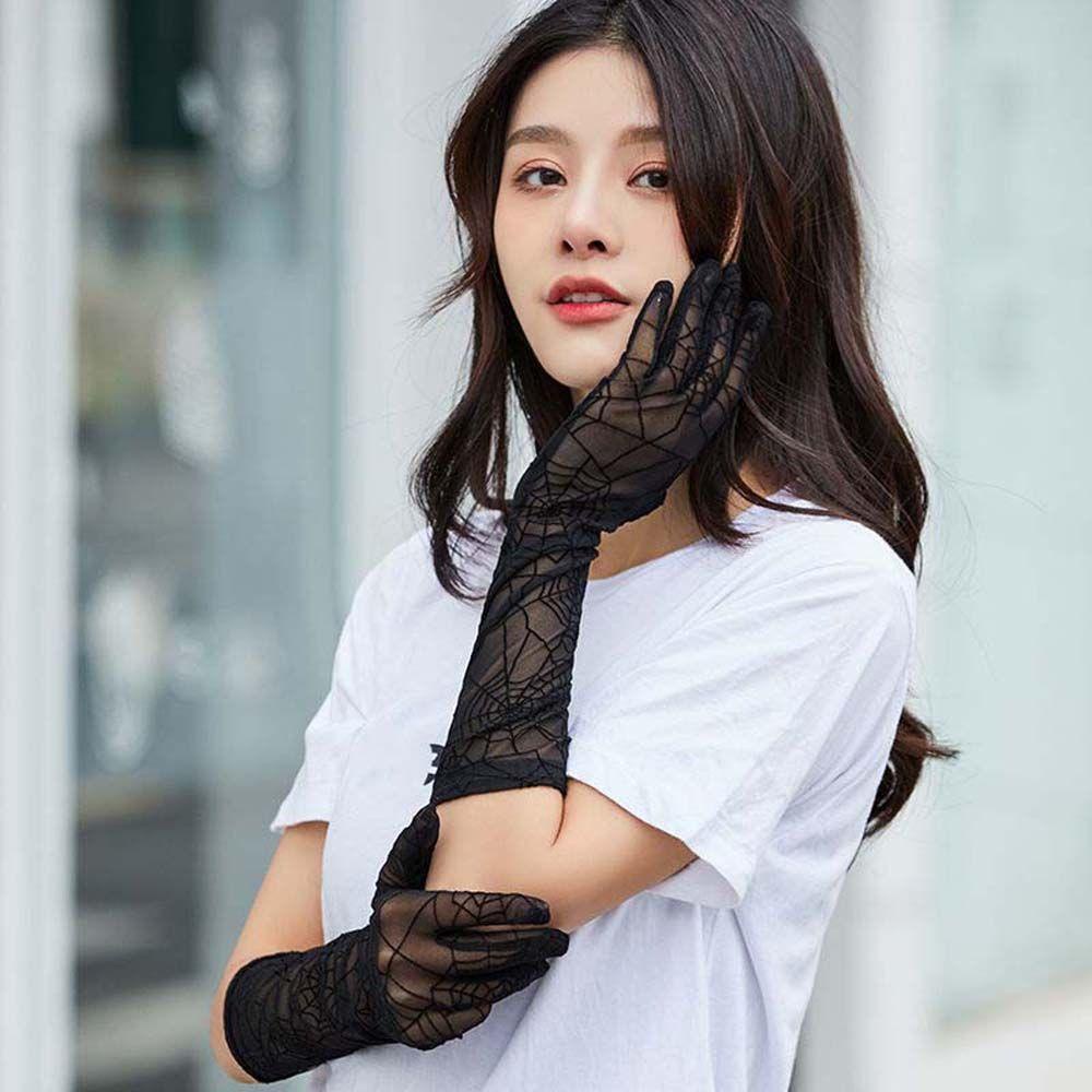 Găng Tay Lưới Xuyên Thấu Phong Cách Halloween Cho Nữ